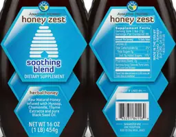 Label for HoneyZest Soothing Blend