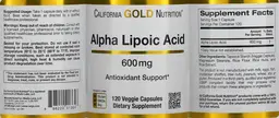 Label for Alpha Lipoic Acid 600 mg