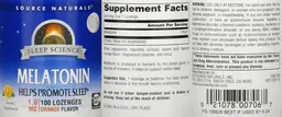 Label for Melatonin 1.0 mg Orange Flavor