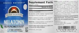 Label for Melatonin 1.0 mg Peppermint Flavor