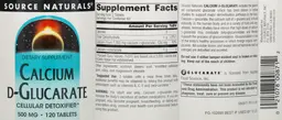 Label for Calcium D-Glucarate 500 mg