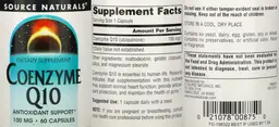 Label for Coenzyme Q10 100 mg