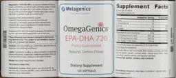Label for OmegaGenics EPA-DHA 720 Natural Lemon Flavor