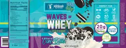 Label for Waves of Whey Protein Cookies & Cream Cake Batter