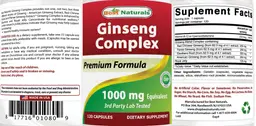Label for Ginseng Complex 1000 mg