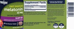Label for Melatonin 12 mg Berry Flavor