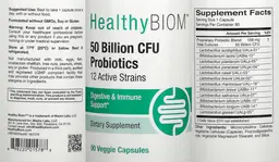 Label for 50 Billion CFU Probiotics