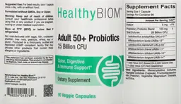 Label for Adult 50+ Probiotics 25 Billion CFU