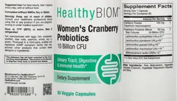 Label for Women's Cranberry Probiotics 10 Billion CFU