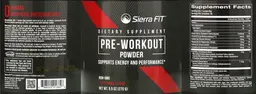 Label for Pre-Workout Powder Fruit Punch Flavor