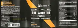 Label for Pre-Workout Powder Mango Flavor