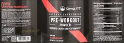 Label for Pre-Workout Powder Watermelon Flavor