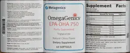 Label for OmegaGenics EPA-DHA 750 Natural Citrus Flavor
