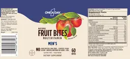 Label for Men's Natural Fruit Bites Multivitamin