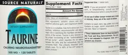 Label for Taurine 500 mg