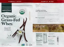 Label for Organic Grass-Fed Whey Vanilla Bean