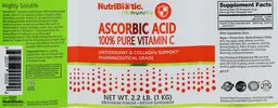 Label for Ascorbic Acid 100% Pure Vitamin C