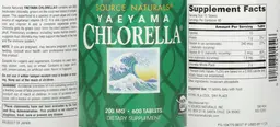 Label for Yaeyama Chlorella 200 mg