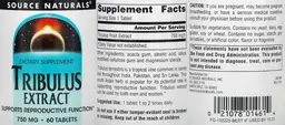 Label for Tribulus Extract 750 mg