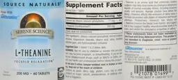 Label for L-Theanine 200 mg