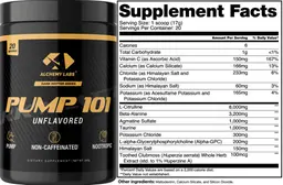 Label for Pump 101 unflavored