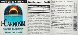 Label for L-Carnosine 500 mg