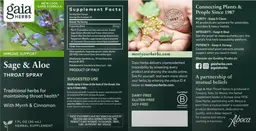 Label for Sage & Aloe Throat Spray