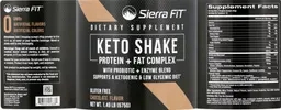 Label for Keto Shake Protein + Fat Complex Chocolate Flavor