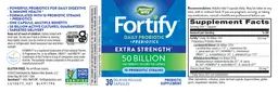 Label for Fortify Daily Probiotic 50 Billion