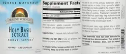 Label for Holy Basil Extract 450 mg