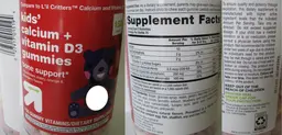Label for Kids' Calcium + Vitamin D3 Gummies