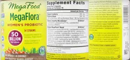 Label for MegaFlora Women's Probiotic