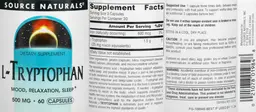 Label for L-Tryptophan 500 mg