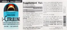 Label for L-Citrulline 500 mg