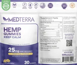 Label for Hemp Gummies Keep Calm 25mg Tropical Punch