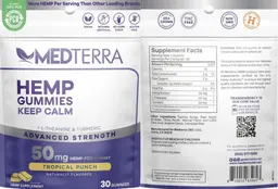 Label for Hemp Gummies Keep Calm 50mg Tropical Punch