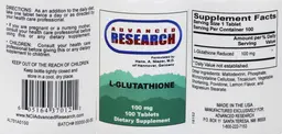 Label for L-Glutathione 100 mg