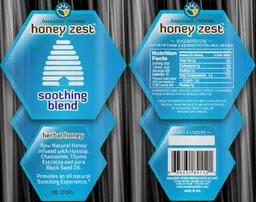 Label for HoneyZest Soothing Blend