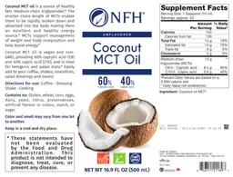 Label for Coconut MCT Oil Unflavored
