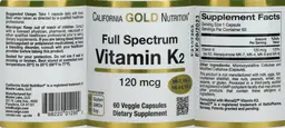 Label for Full Spectrum Vitamin K2 120 mcg
