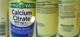 Label for Calcium Citrate 600 mg