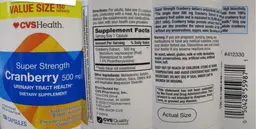Label for Super Strength Cranberry 500 mg