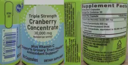 Label for Triple Strength Cranberry Concentrate