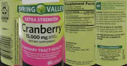 Label for Extra Strength Cranberry 15,000 mg