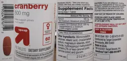 Label for Cranberry 500 mg