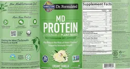 Label for MD Protein Sustainable Plant-Based Creamy Vanilla Flavor