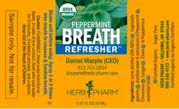 Label for Breath Refresher Peppermint