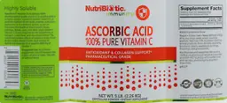 Label for Ascorbic Acid 100% Pure Vitamin C