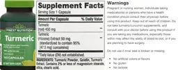 Label for Turmeric 500 mg
