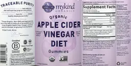 Label for Organic Apple Cider Vinegar Diet Gummies